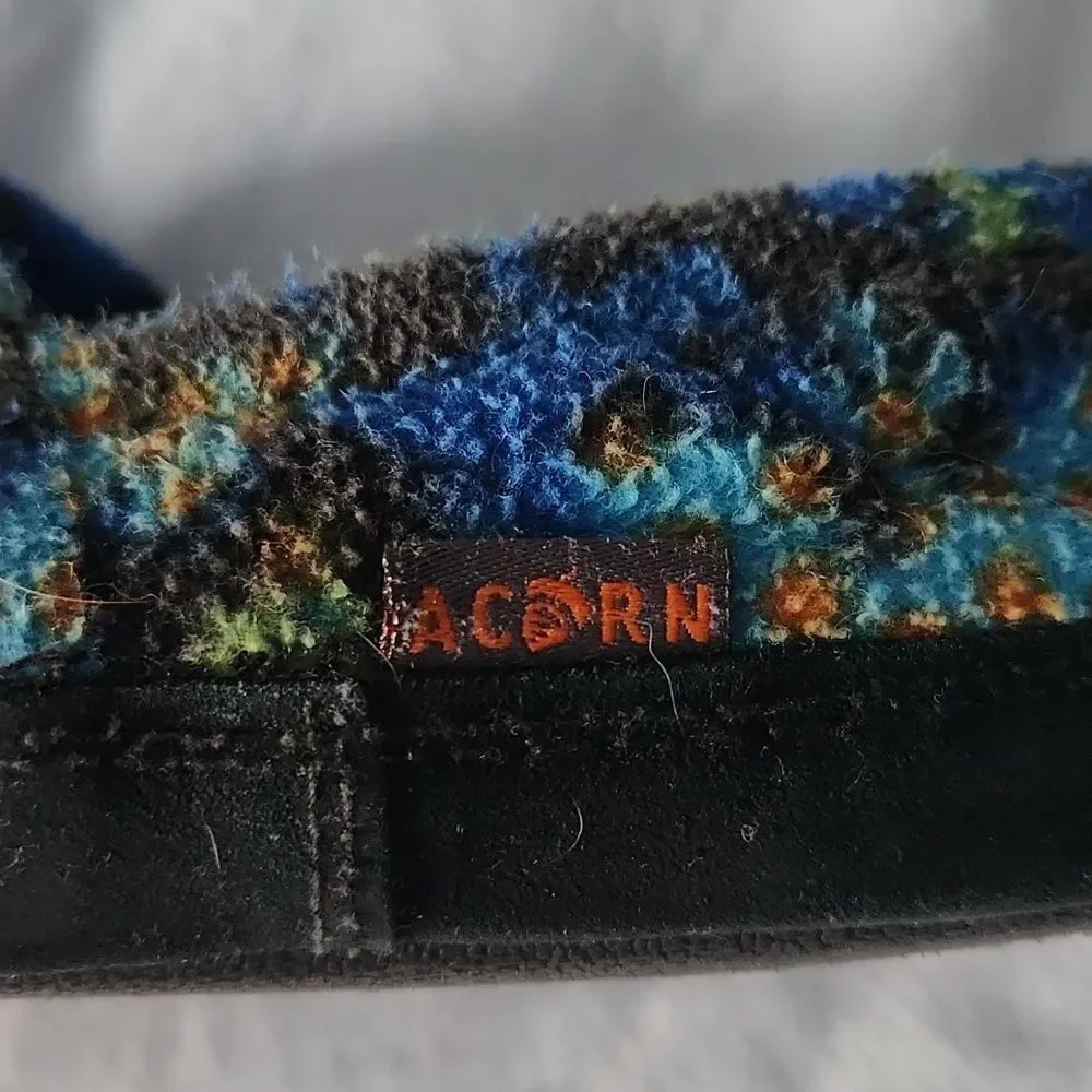 Acorn Kids Blue-Green Camouflage Slippers Size 11-12